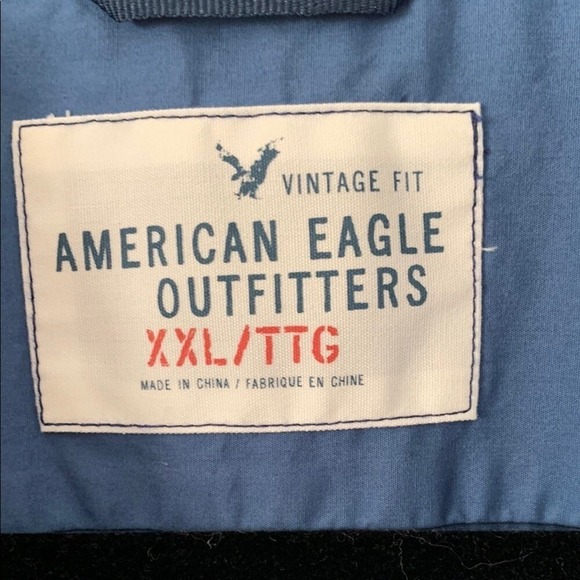 American Eagle Outfitters XXL Vintage Fit Blue Casual Short Sleeve Shirt N016 - Picture 2 of 10